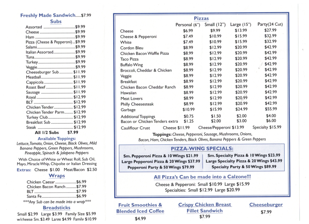 Deli Menu South Dayton Supermarket